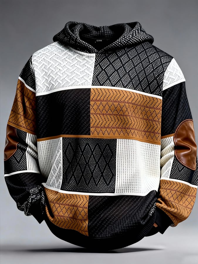 Sudadera retro en bloques de color estampado cierre para hombre