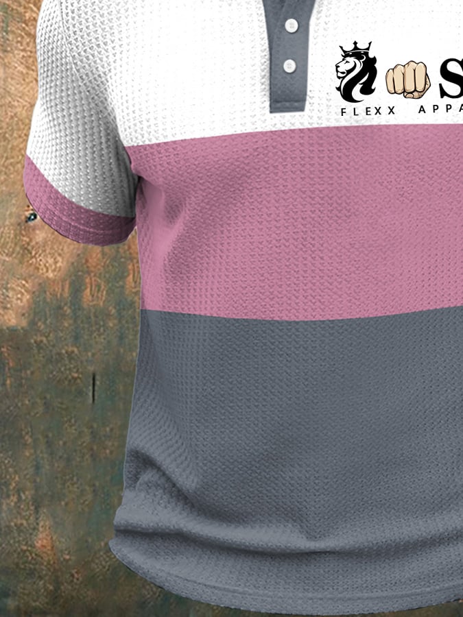 Casual ejecutivo Waffle de manga corta Polo para hombre