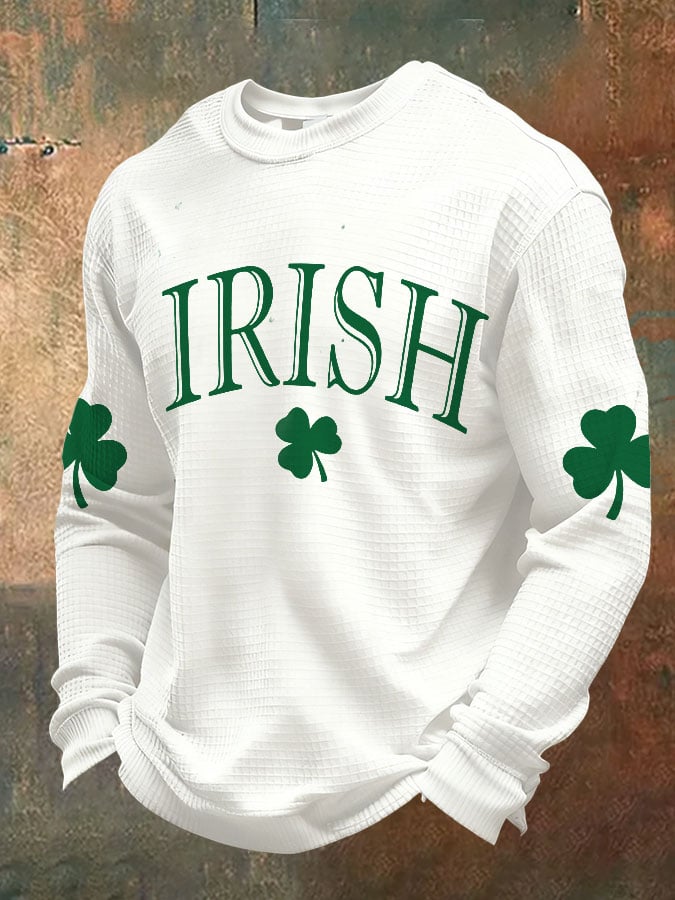 Camiseta St. Patrick's Day tejido tipo waffle Faith de manga larga para hombre