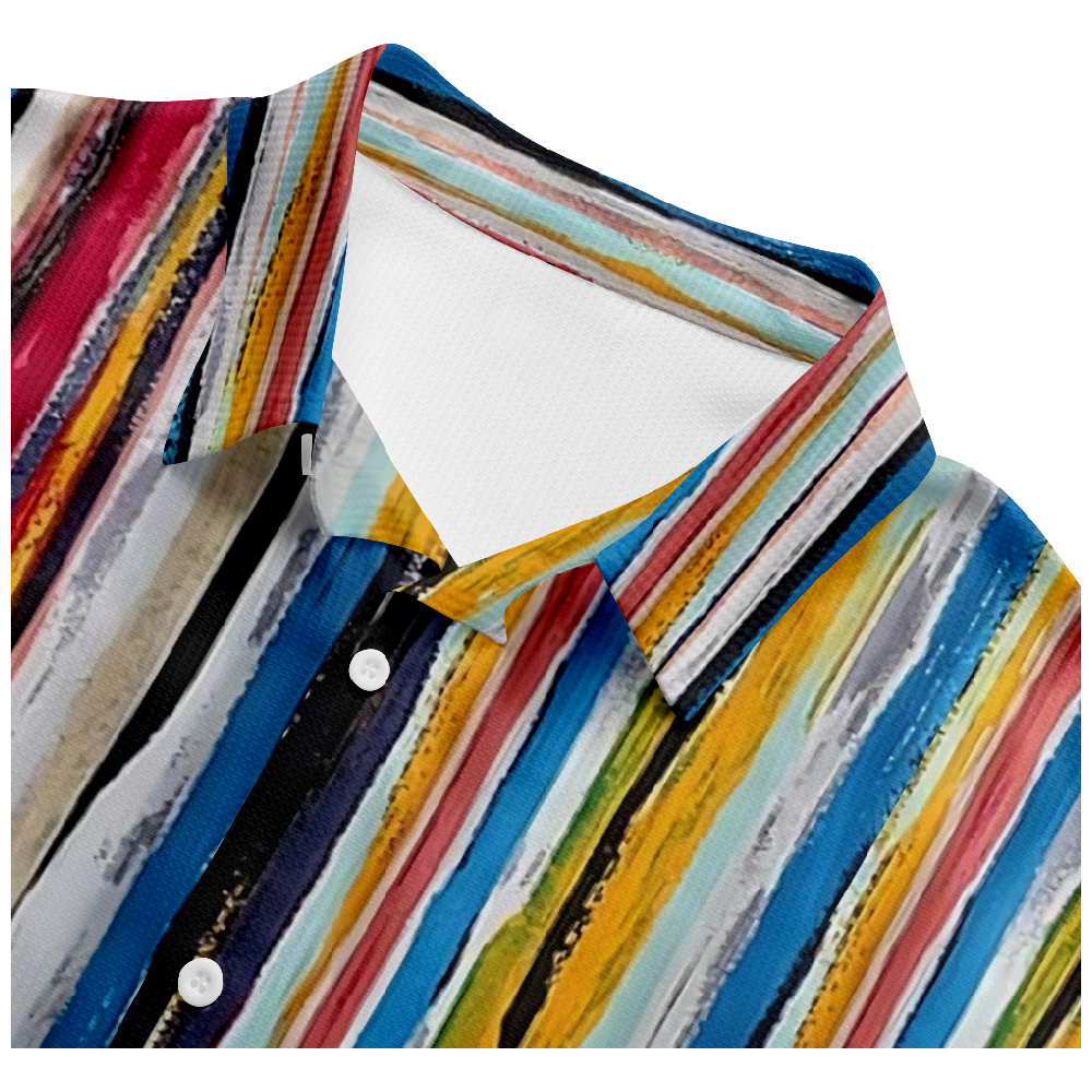 Camisa Abstract rayas Pattern de manga corta 0739 para hombre