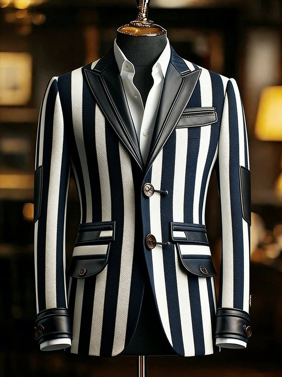Chaqueta vintage Commemorative Edition Navy a rayas Suit para hombre