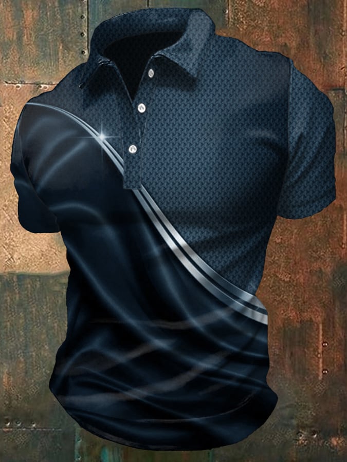 Camisa polo casual degradado ejecutivo Style de manga corta para hombre