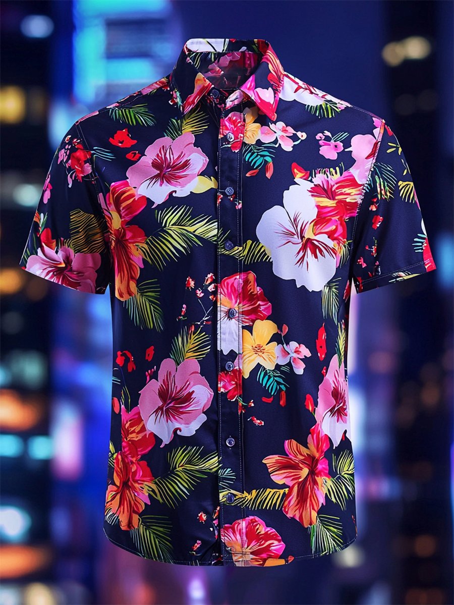 Camisa Resort casual floral Art de manga corta para hombre