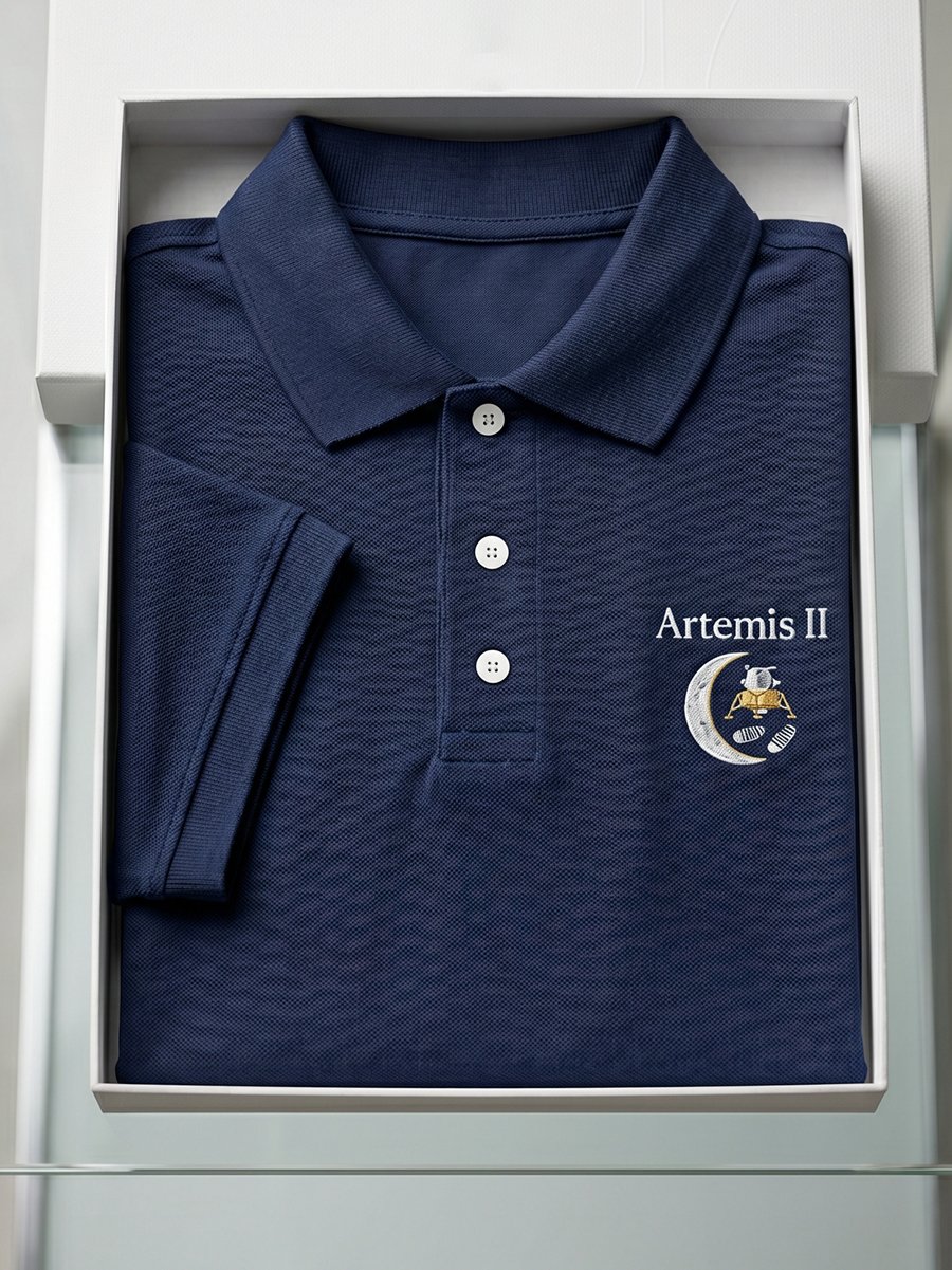 Camisa polo Artemis II Commemorative Edition casual de manga corta para hombre