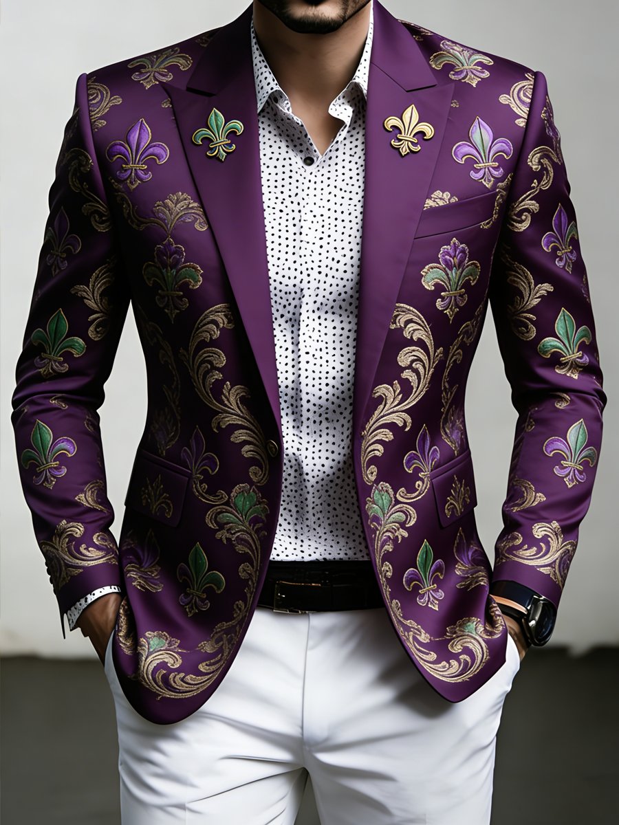 Chaqueta de lujo Carnival Lily estampado Suit para hombre