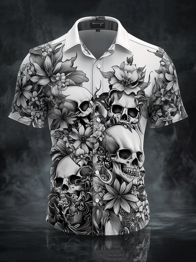 Camisa Dark Exquisite Skull floral para hombre
