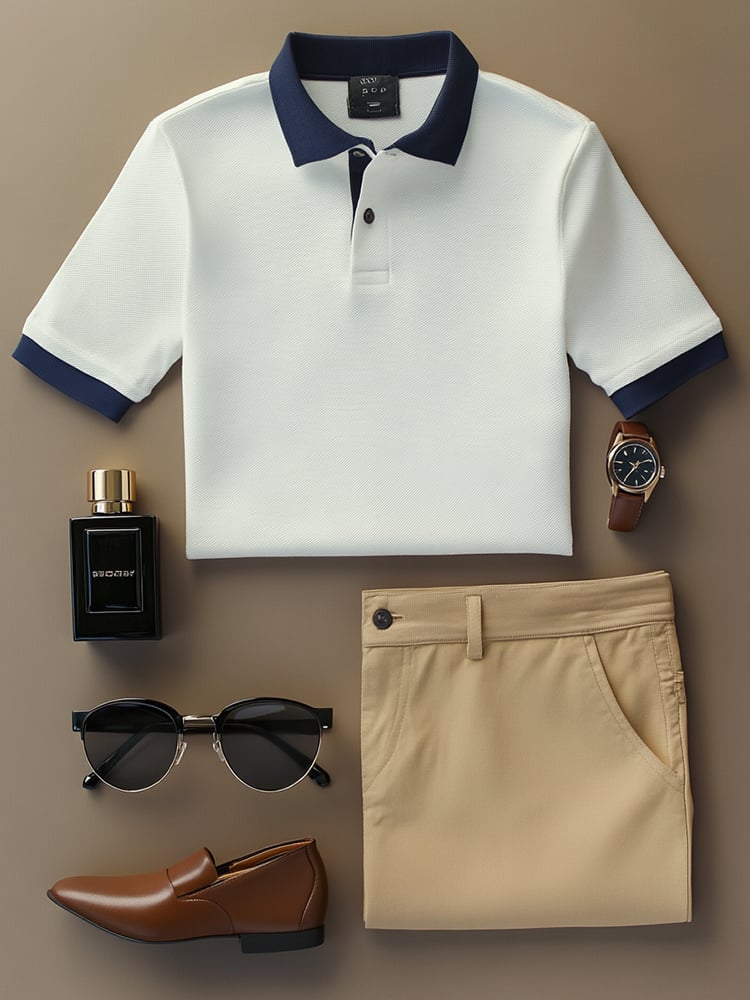Camisa polo ejecutivo casual Button de manga corta para hombre