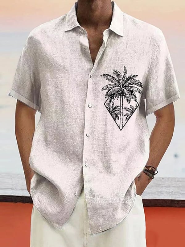 Camisa retro Hawaiian Vacation de manga corta para hombre