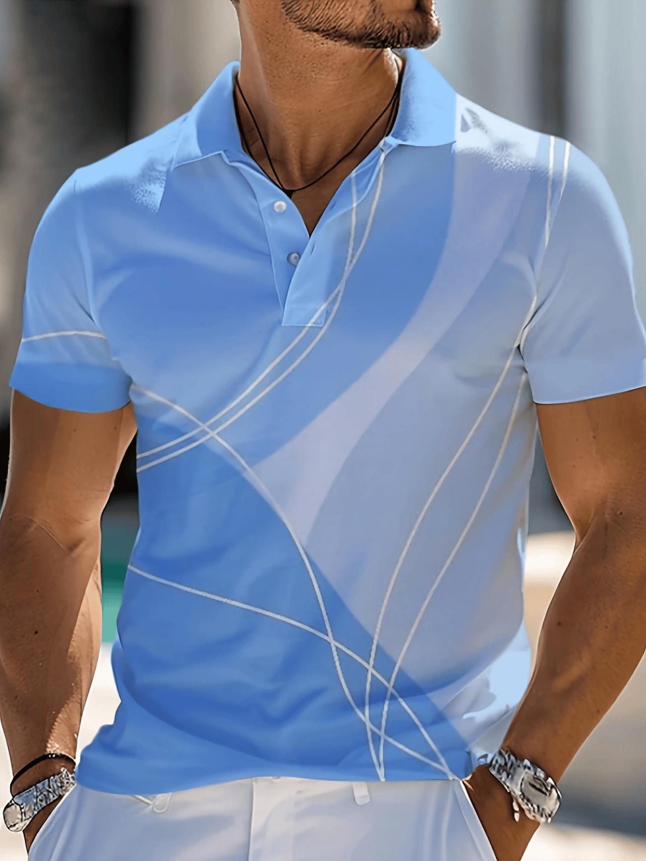 Camisa polo clásico ejecutivo Logo Button de manga corta para hombre