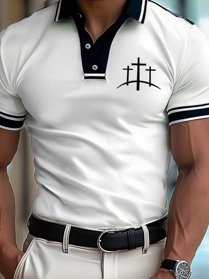 Camisa polo retro Faith Design estampado Comfortable And transpirable casual para hombre
