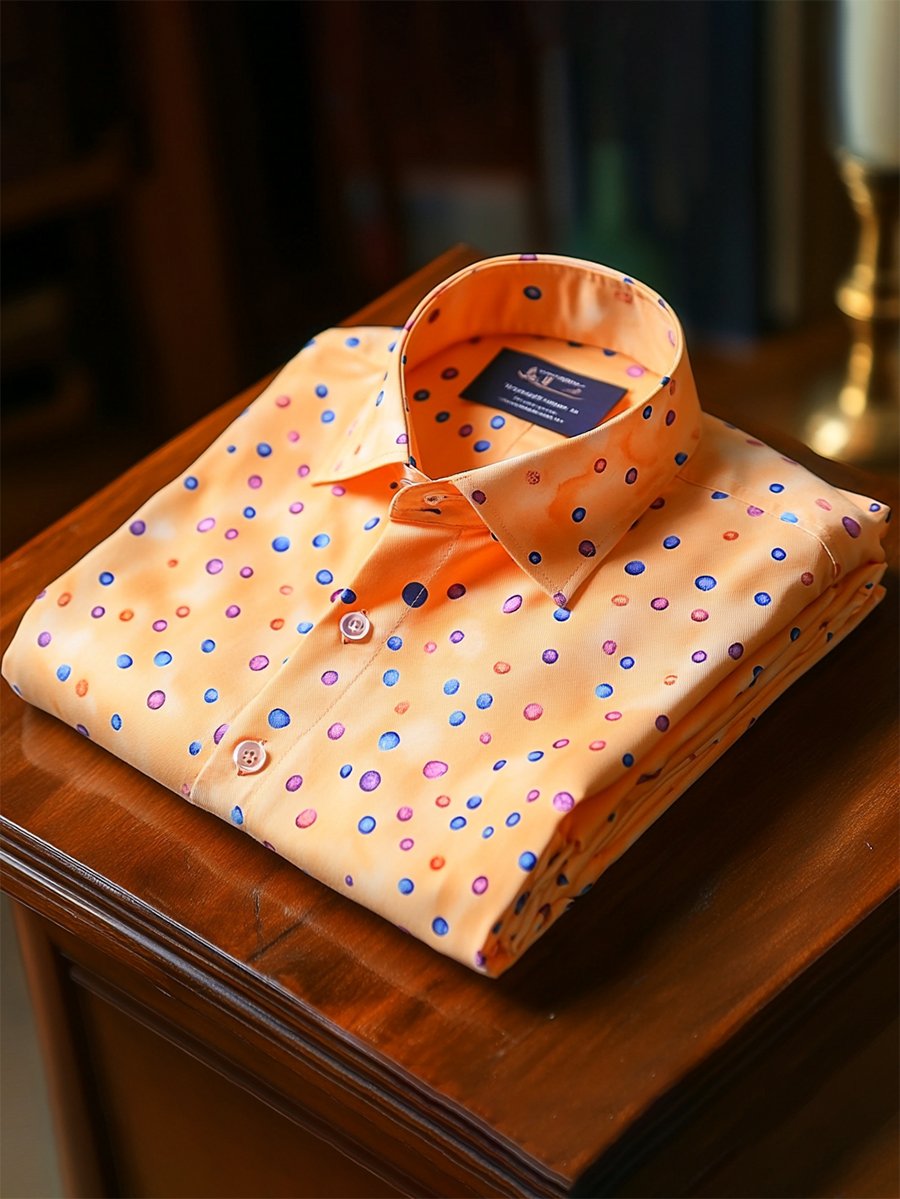 Camisa casual Holiday Polka Dot estampado de manga larga para hombre