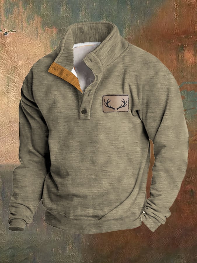 Sudadera polar vintage Western Antler Hunting Enthusiast Stand cuello para hombre