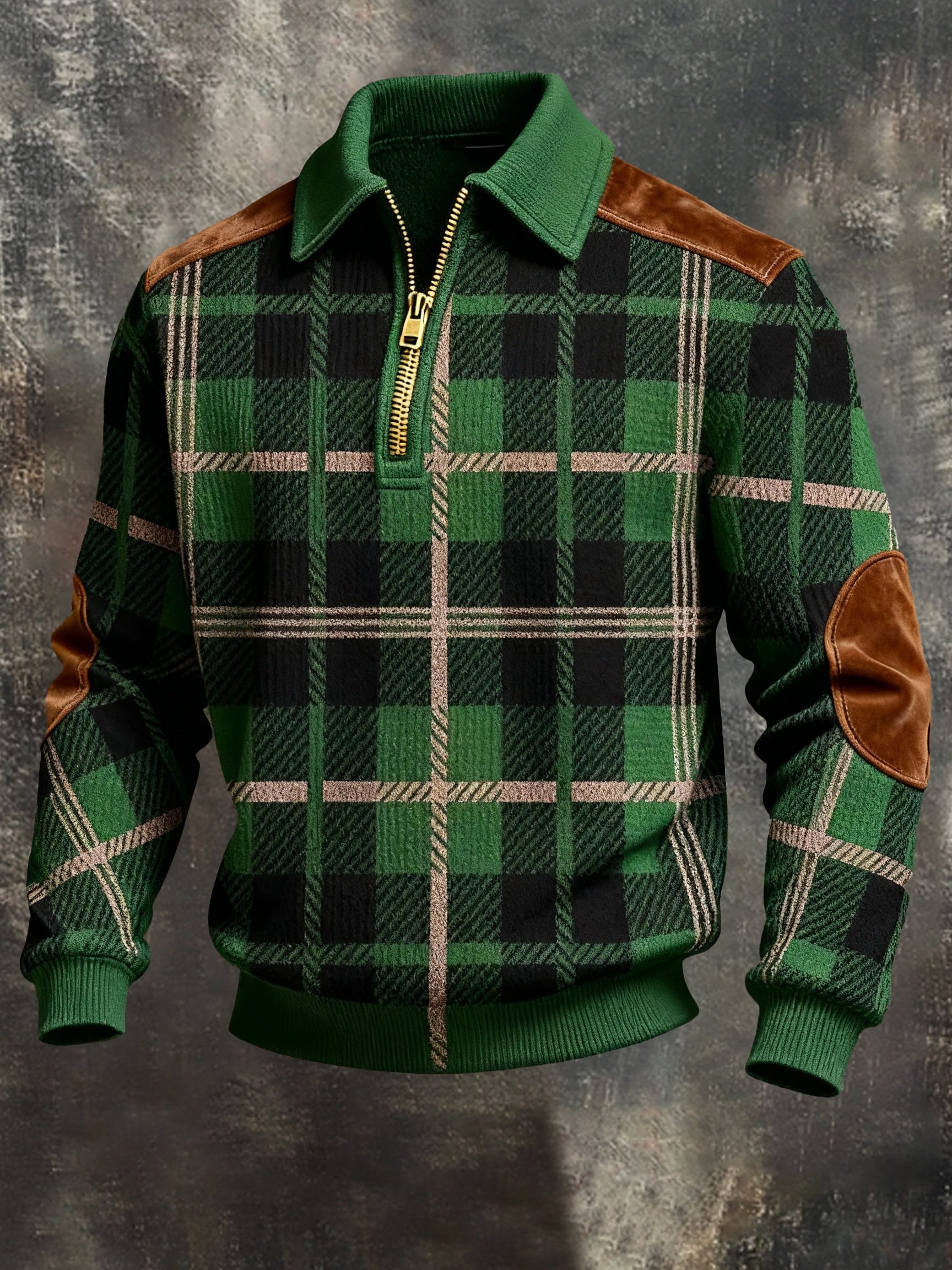 Sudadera retro en bloques de color estampado Color-Blocked con cierre para hombre