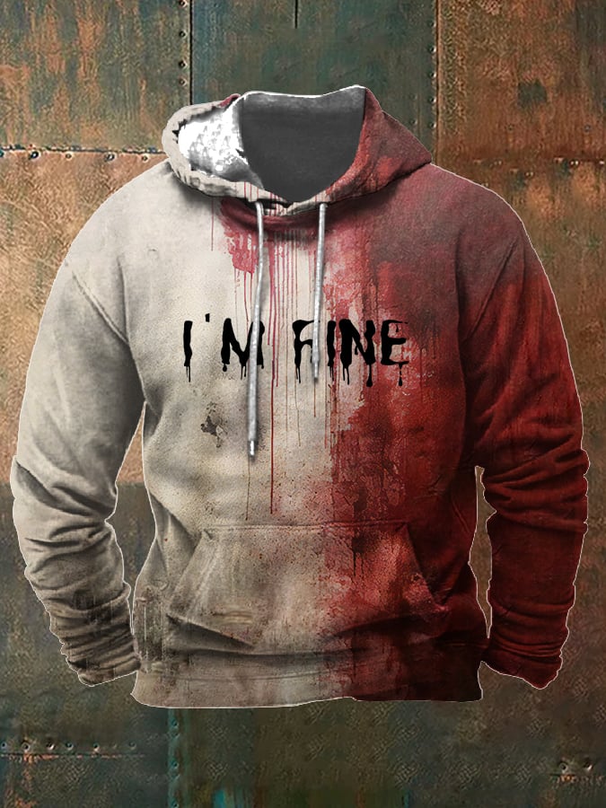 Sudadera Bloody I'm Fine Halloween estampado Hooded para hombre