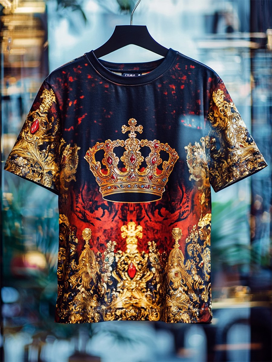 Camiseta ejecutivo de lujo estampado de algodón de manga corta para hombre