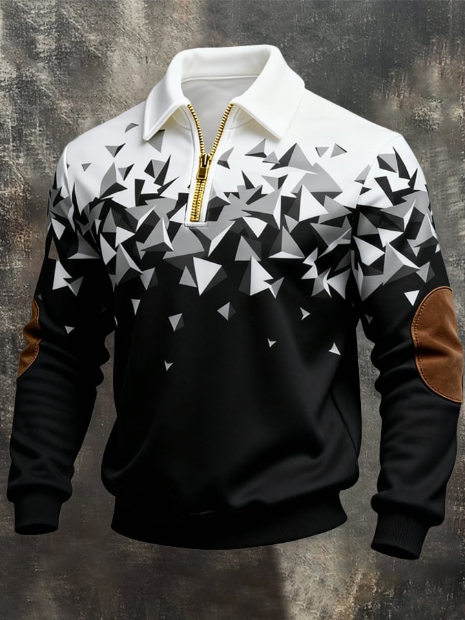 Sudadera retro en bloques de color estampado cierre para hombre