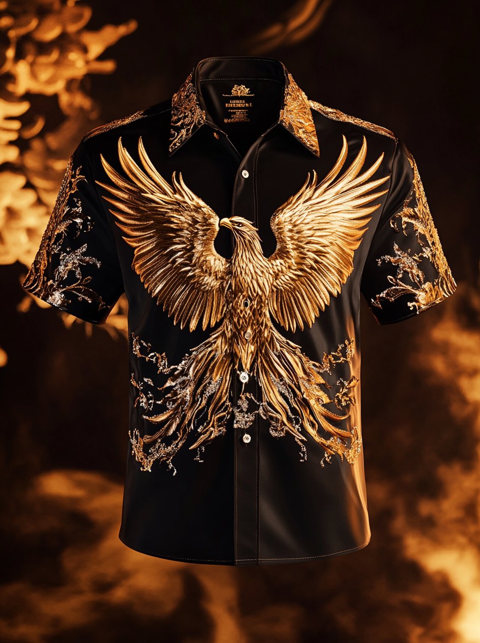 Camisa satén Luxe de manga corta para hombre
