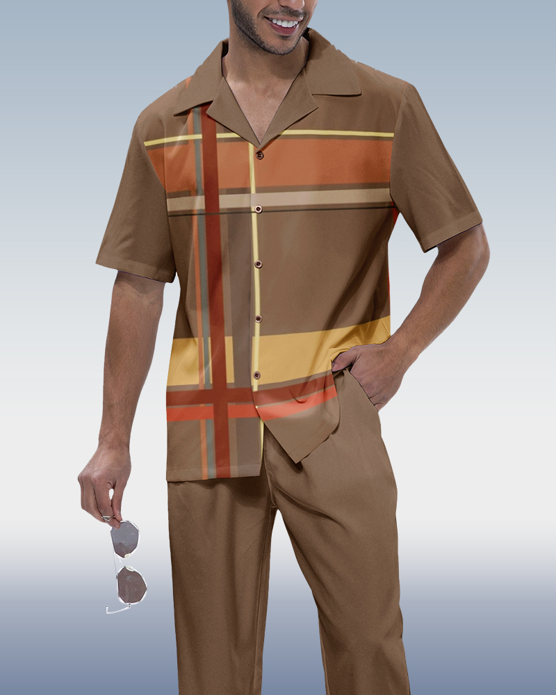 Camisa Rianmond Check estampado de manga corta Walking Set 290 para hombre