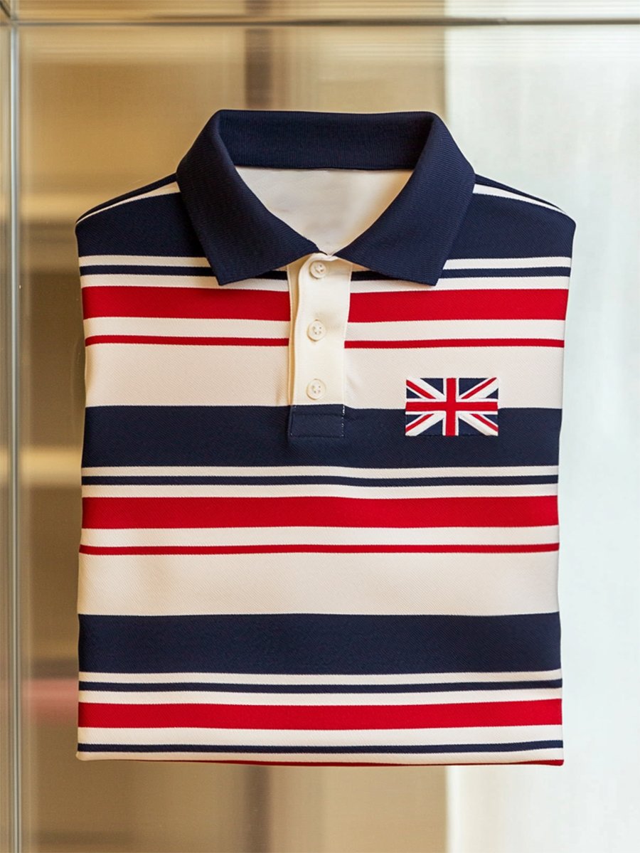 Camisa polo ejecutivo casual Union Jack Button de manga corta para hombre