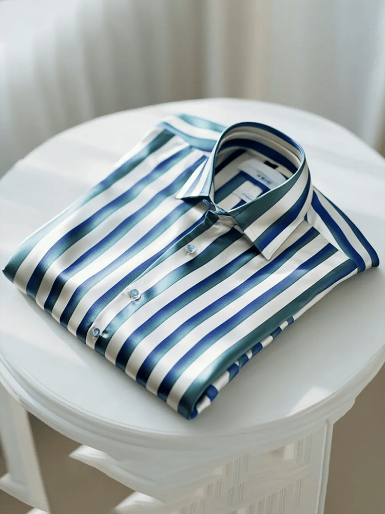 Camisa satén Luxe de manga larga con botones para hombre