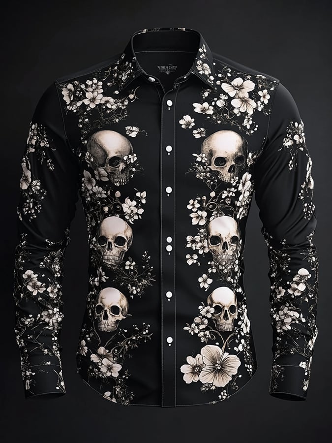 Camisa vintage Art Skull para hombre