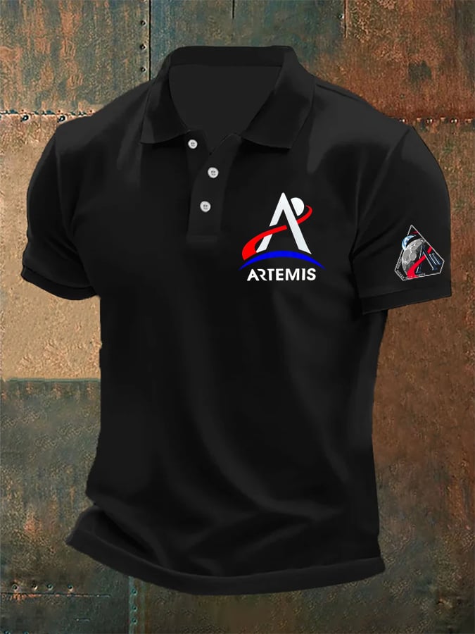 Camisa polo estampado de manga corta para hombre