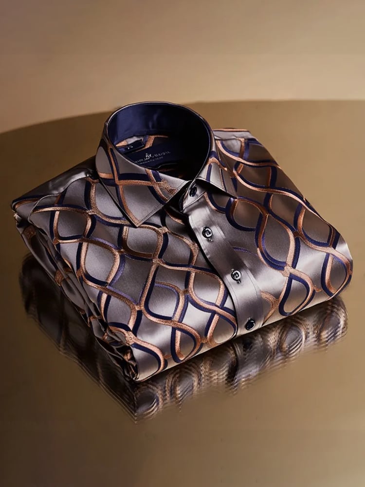 Camisa satén Luxe de manga larga con botones para hombre