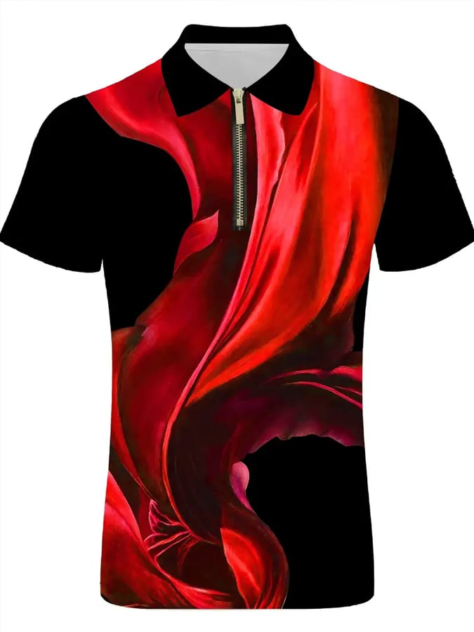 Camisa polo casual en bloques de color con cierre para hombre