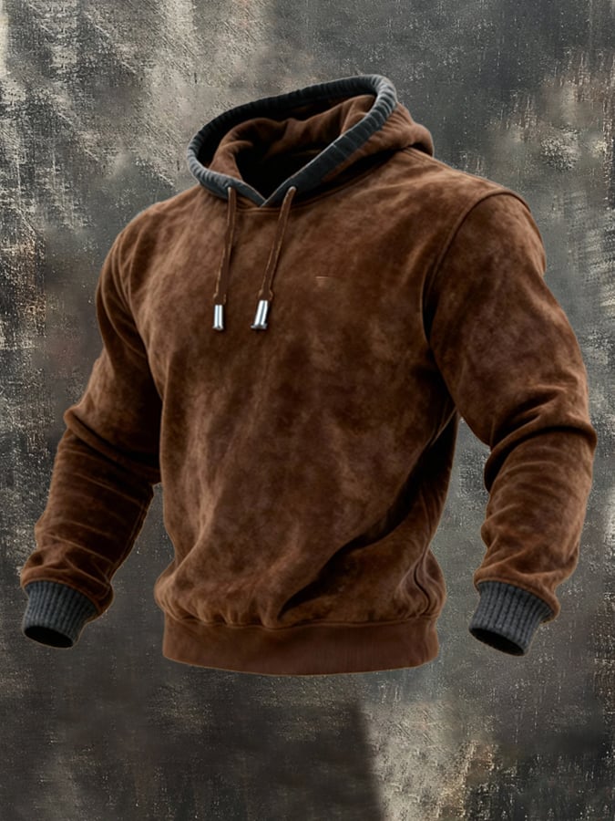 Sudadera retro terciopelo Contrast Hooded casual Set para hombre