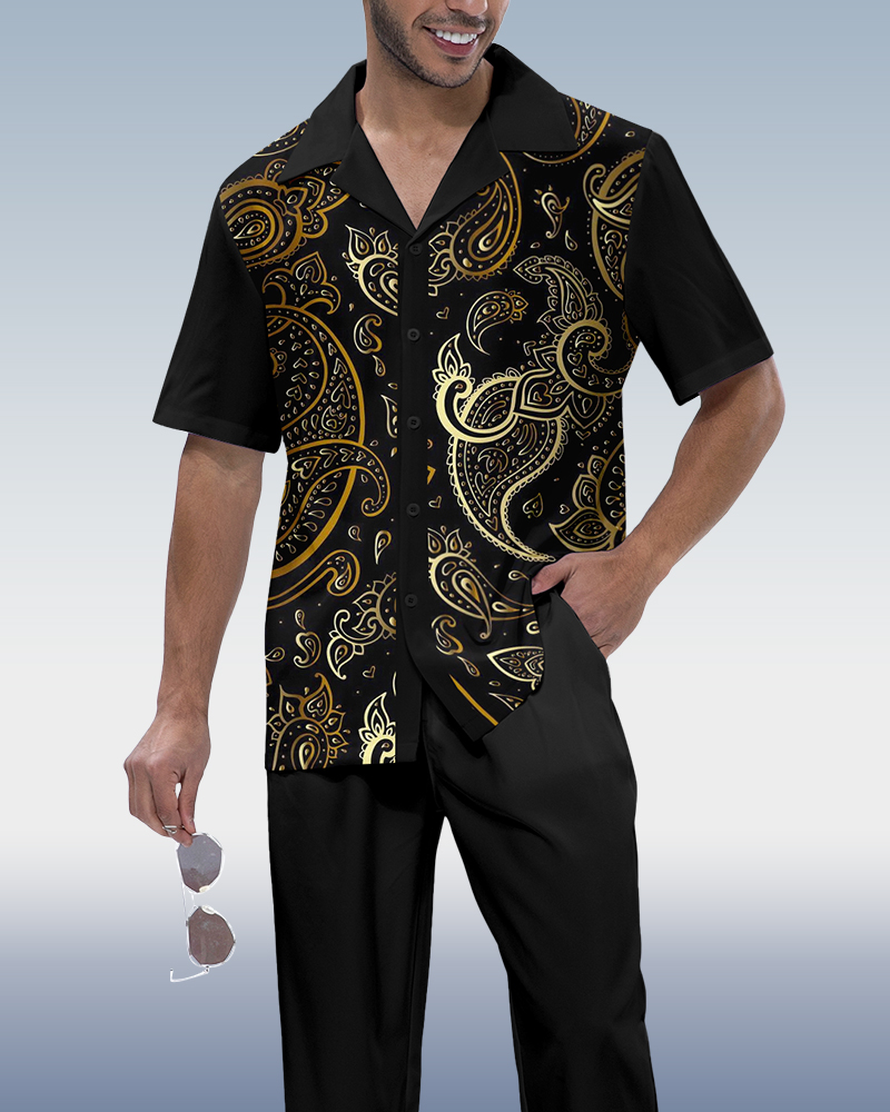 Camisa Rianmond Paisley estampado de manga corta Walking Set 657 para hombre