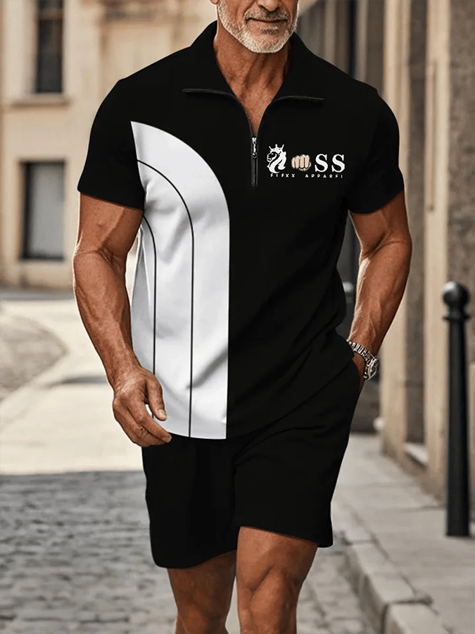 Camisa polo retro Letter Design casual ejecutivo de manga corta Comfortable And transpirable Suit para hombre