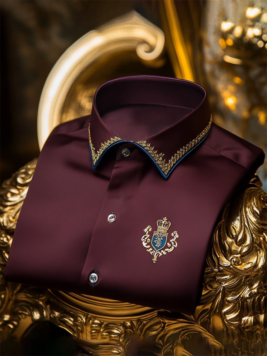 Camisa satén Luxe de manga larga con botones para hombre