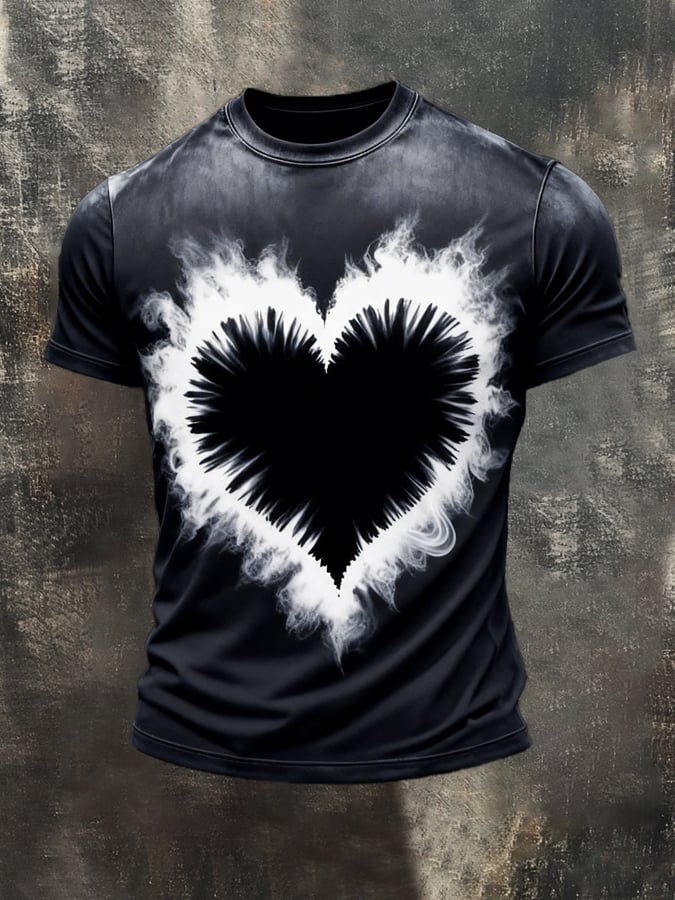 Camiseta retro estampado cuello redondo de manga corta para hombre