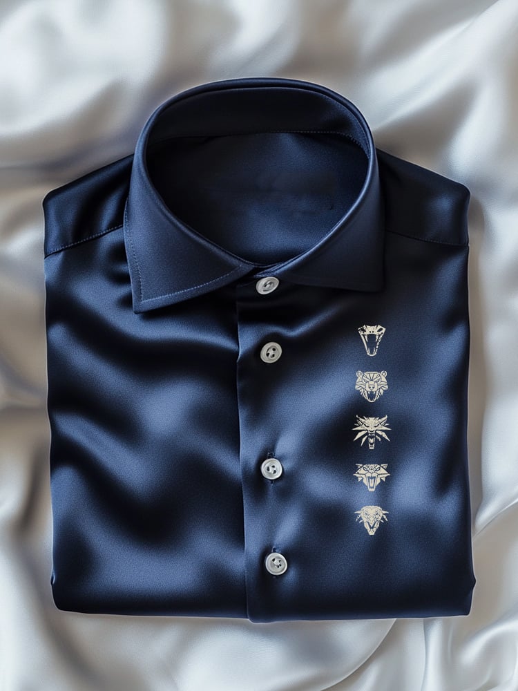 Camisa ejecutivo casual Logo solapa de manga corta para hombre