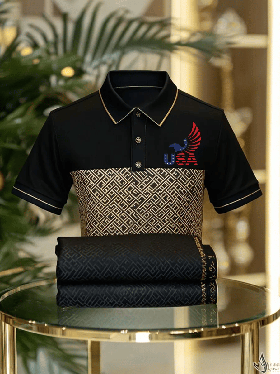 Camisa polo retro American Eagle estampado para hombre