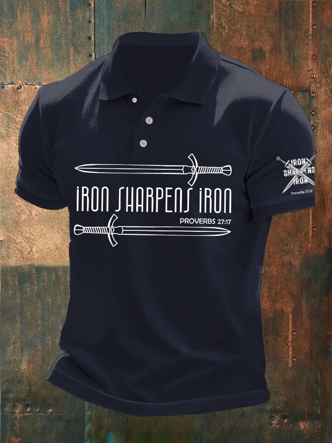 Camisa polo Iron Sharpens Iron estampado para hombre