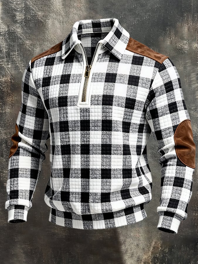 Sudadera retro en bloques de color estampado cierre para hombre