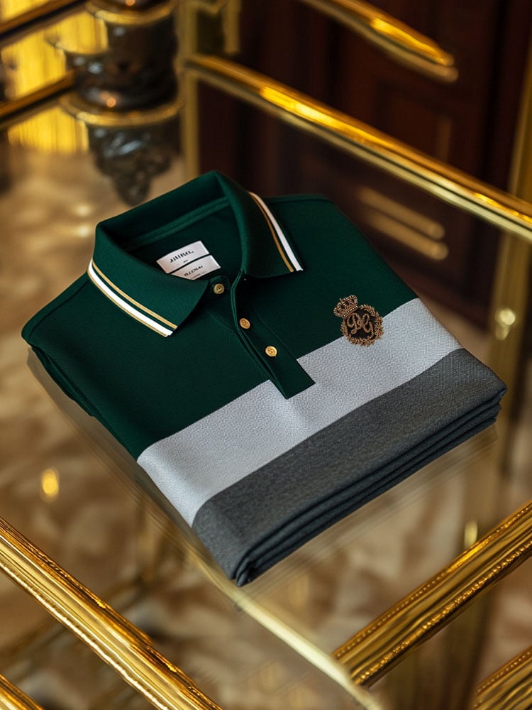 Camisa polo clásico ejecutivo Logo Button de manga corta para hombre