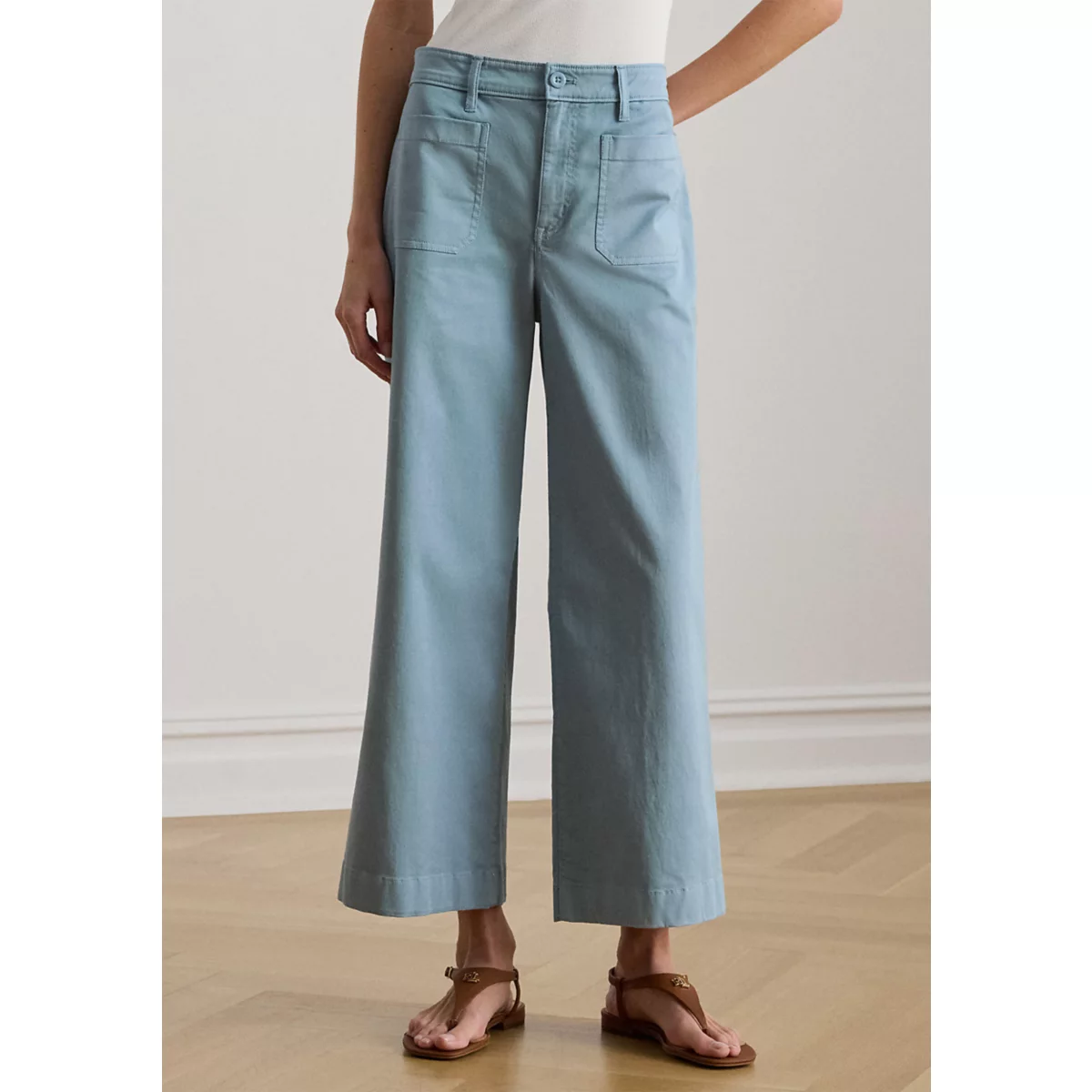 Petite Stretch Chino Wide-Leg Cropped Pants - 6