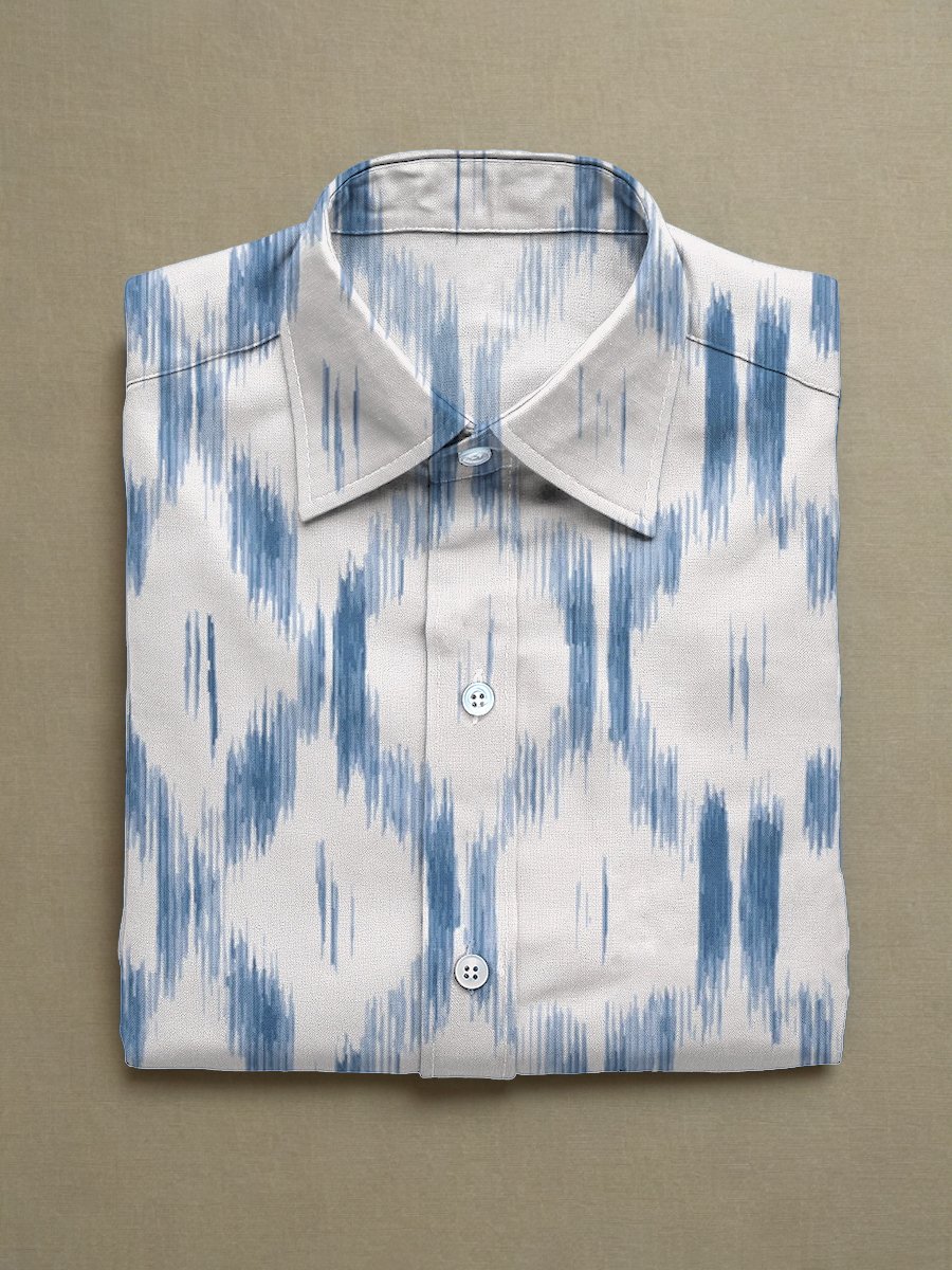 Camisa casual ejecutivo estampado de manga corta para hombre