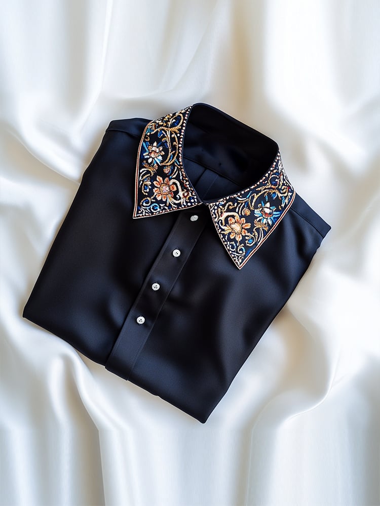 Camisa ejecutivo casual Bohemian diseño solapa de manga corta para hombre