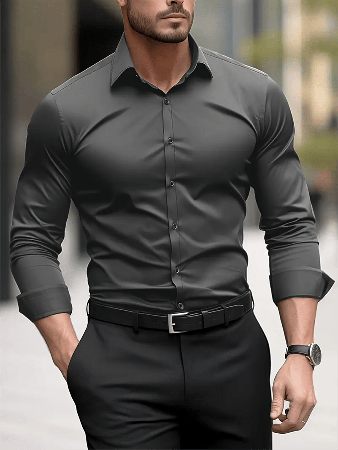para hombre ejecutivo de color sólido casual camisa