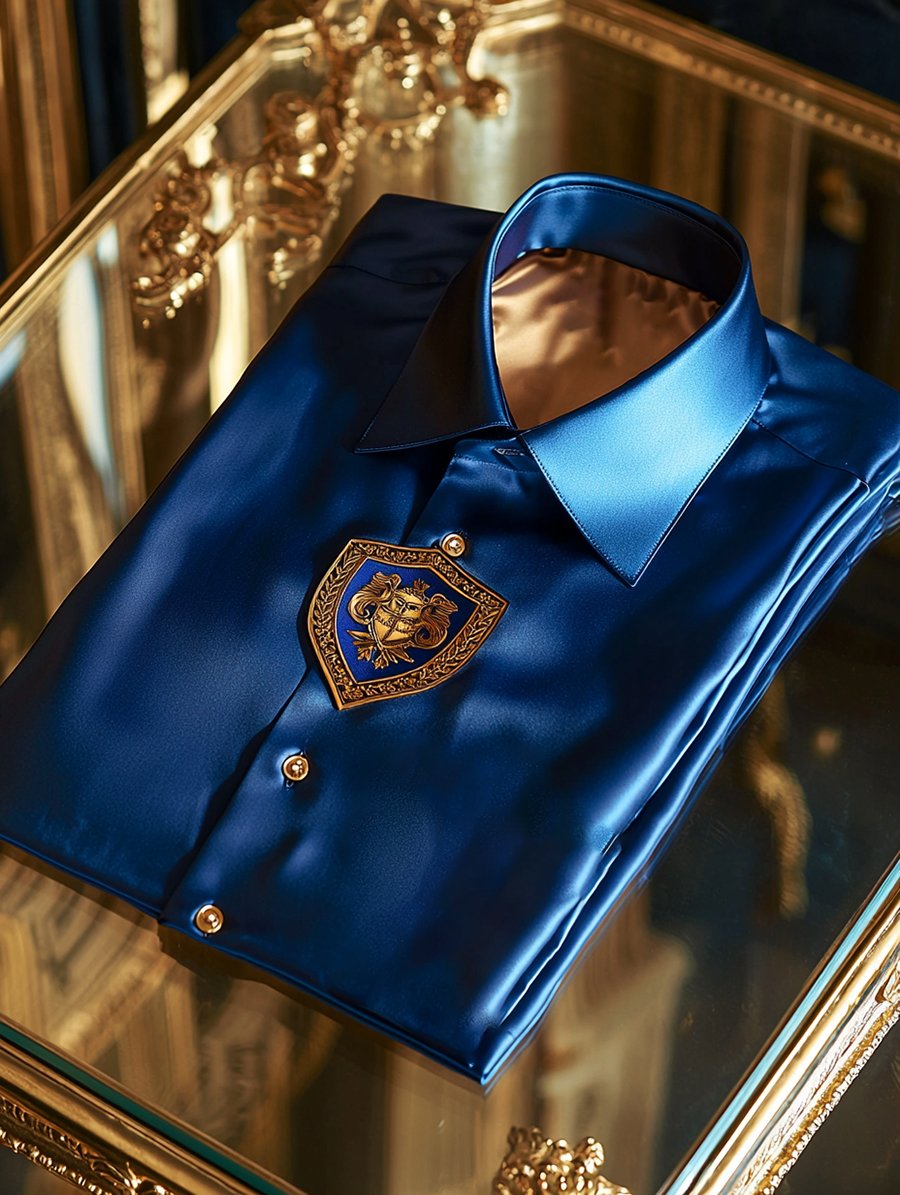 Camisa satén de lujo ejecutivo de manga larga para hombre