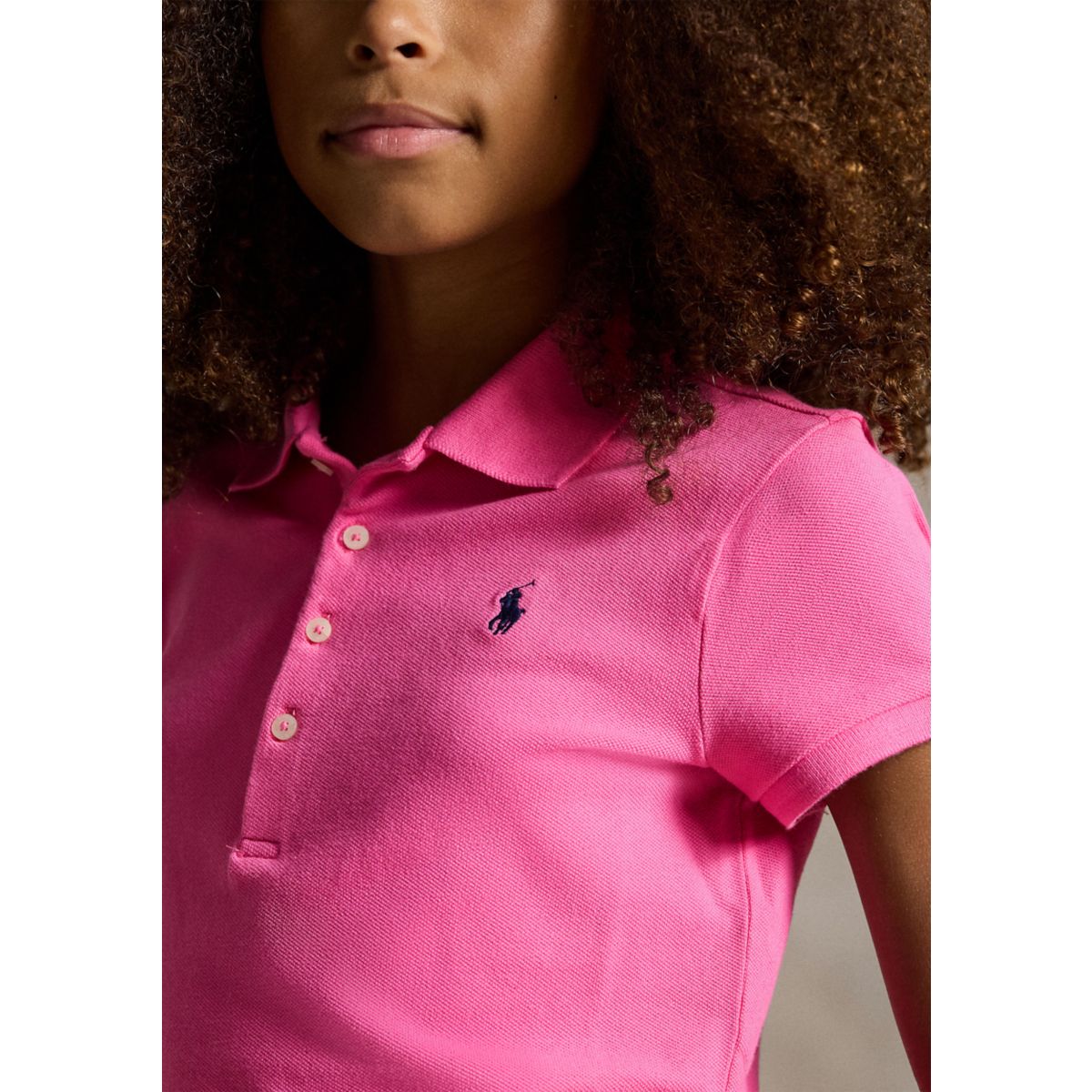 Girls 7-16 Stretch Cotton Mesh Polo Shirt - 2