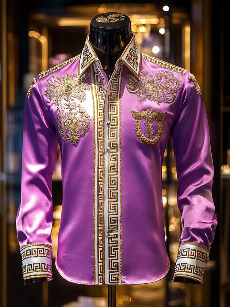 Camisa satén Luxe de manga larga con botones para hombre