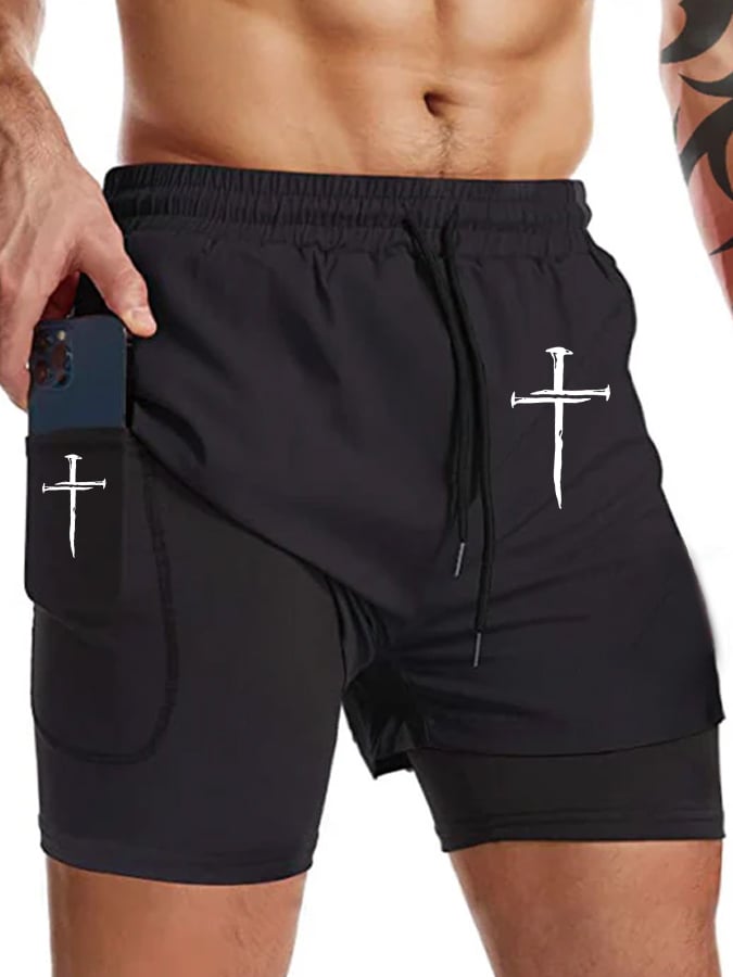 Shorts Cross estampado Double Layer (With bolsillos) para hombre