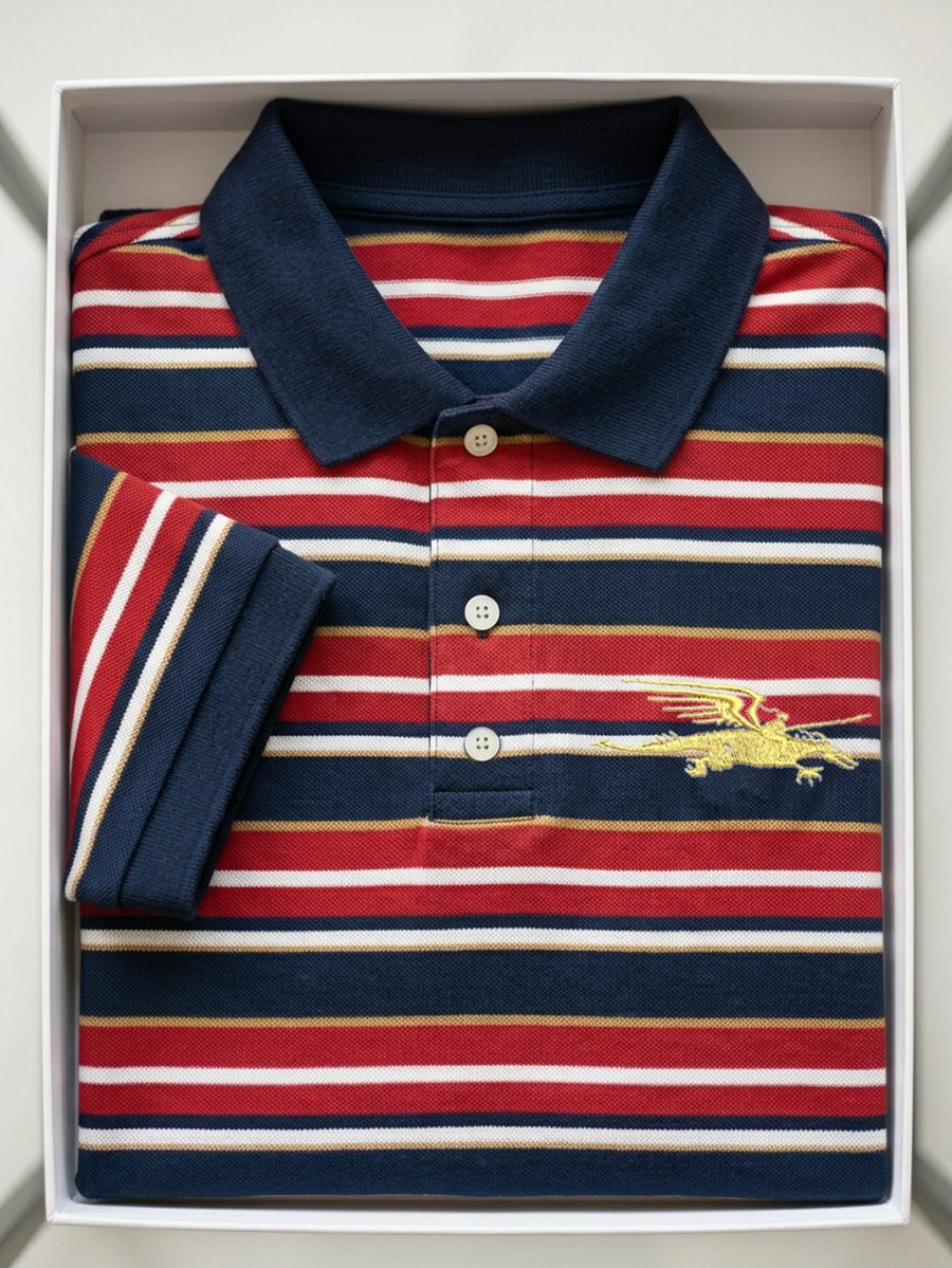 Camisa polo ejecutivo Stroped de manga corta para hombre