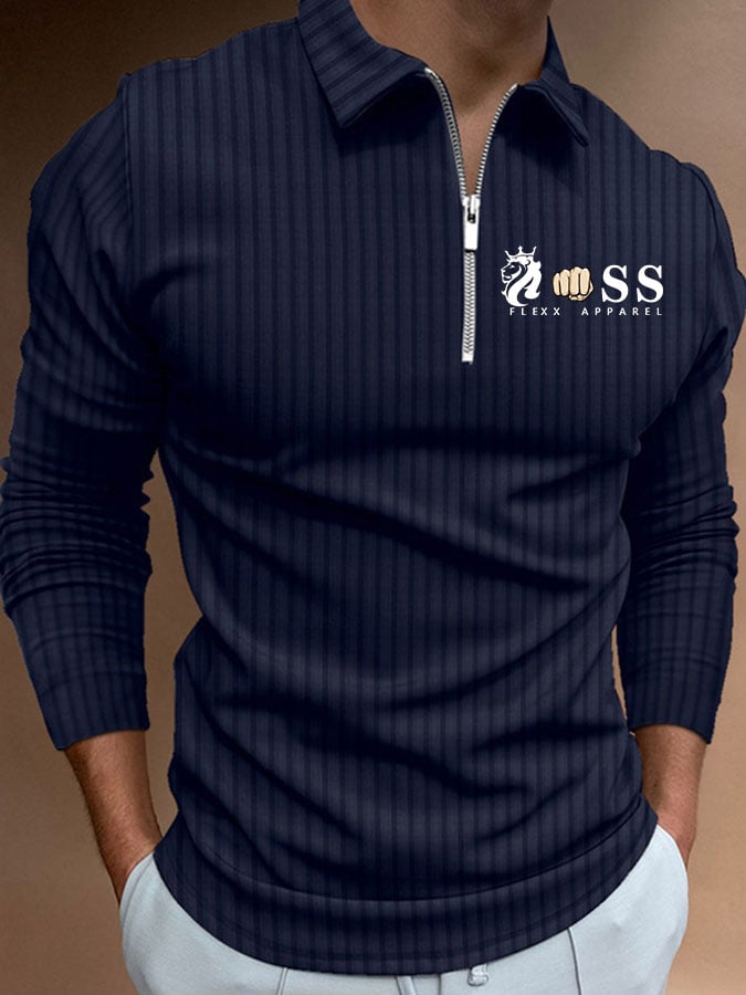 Camisa polo Letter rayas estampado Pullover casual para hombre