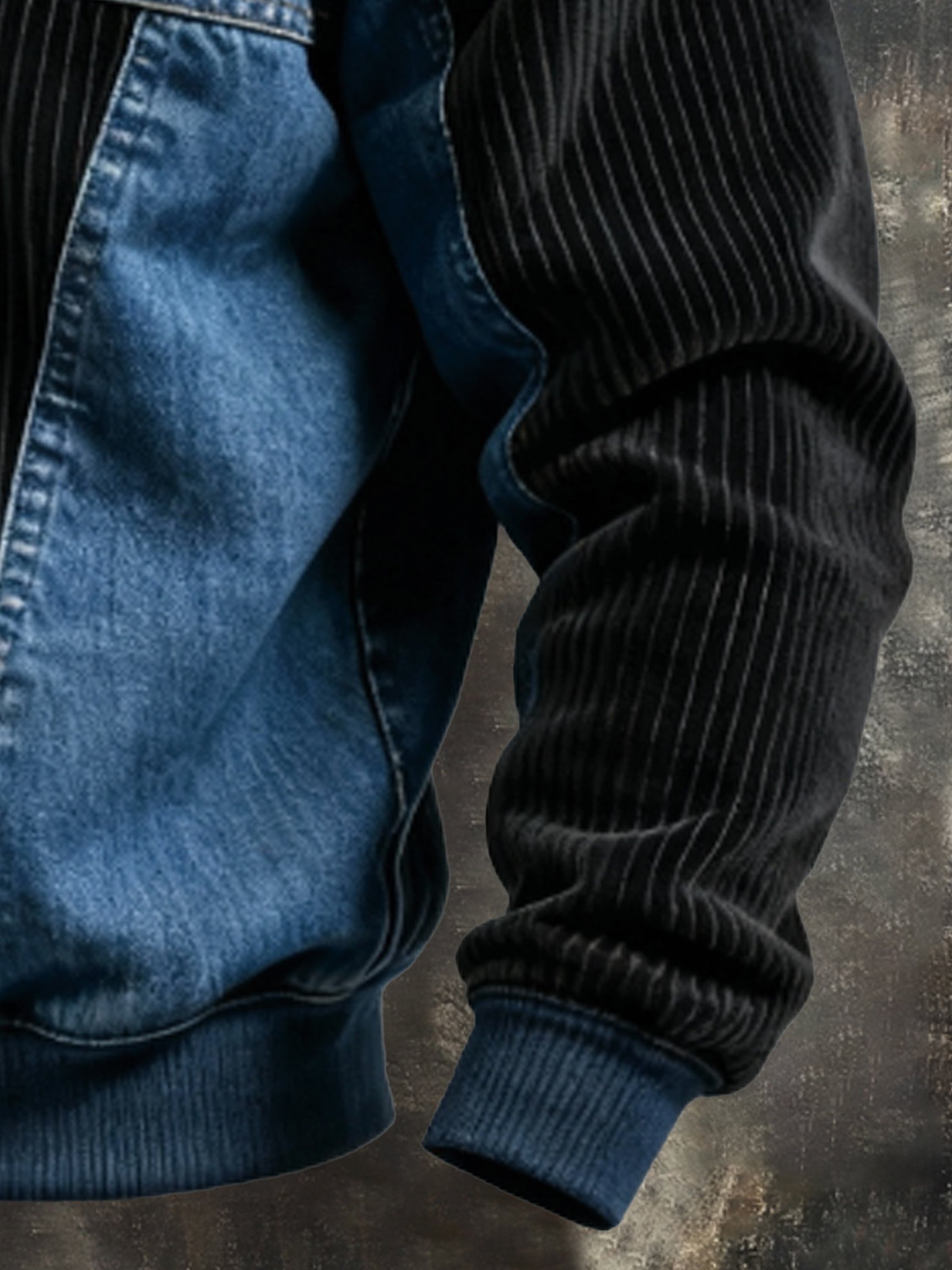 Sudadera vintage pana Patchpara trabajo Comfortable Color-Block con cierre para hombre
