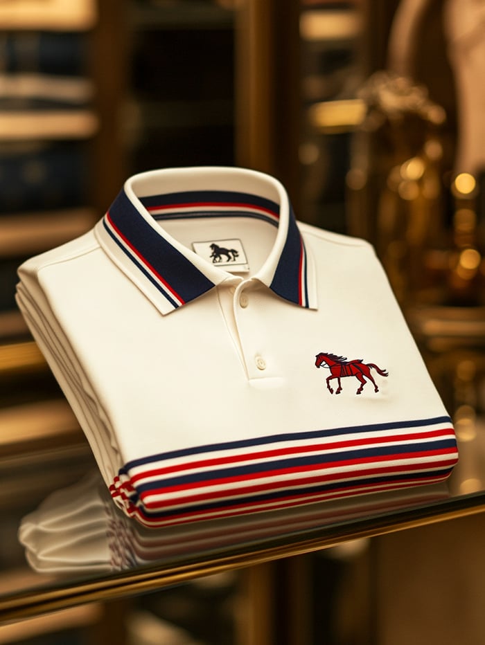 Camisa polo clásico ejecutivo Logo Button de manga corta para hombre